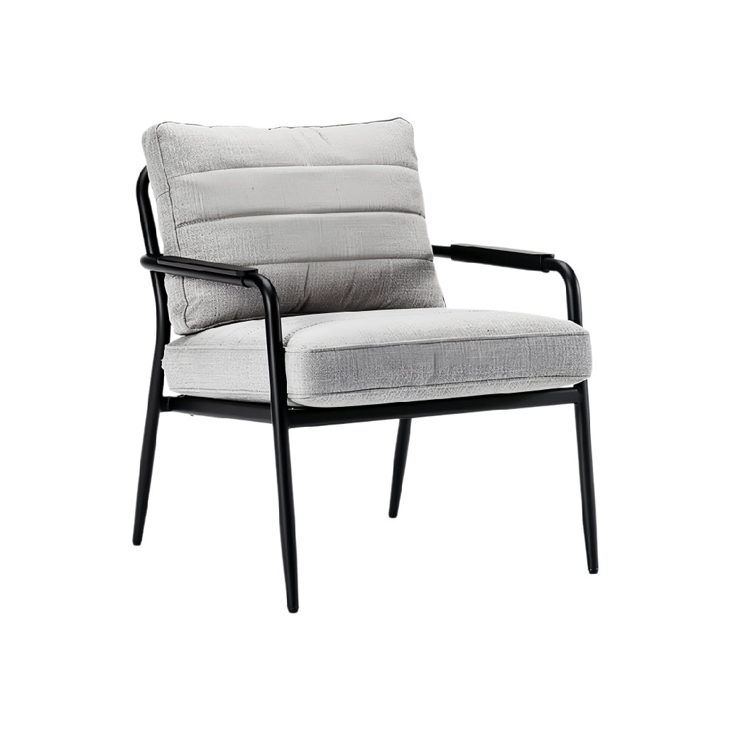 **Technische titel in het Nederlands: Modern Grijze Lounge Stoel met Metalen Frame**