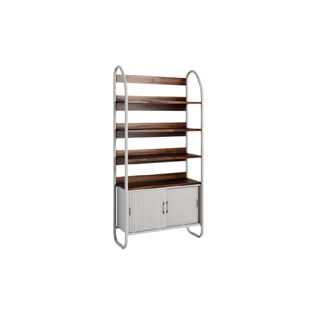 **Technische Titel in het Nederlands:** Moderne boekenplank met metalen frame en houten planken
