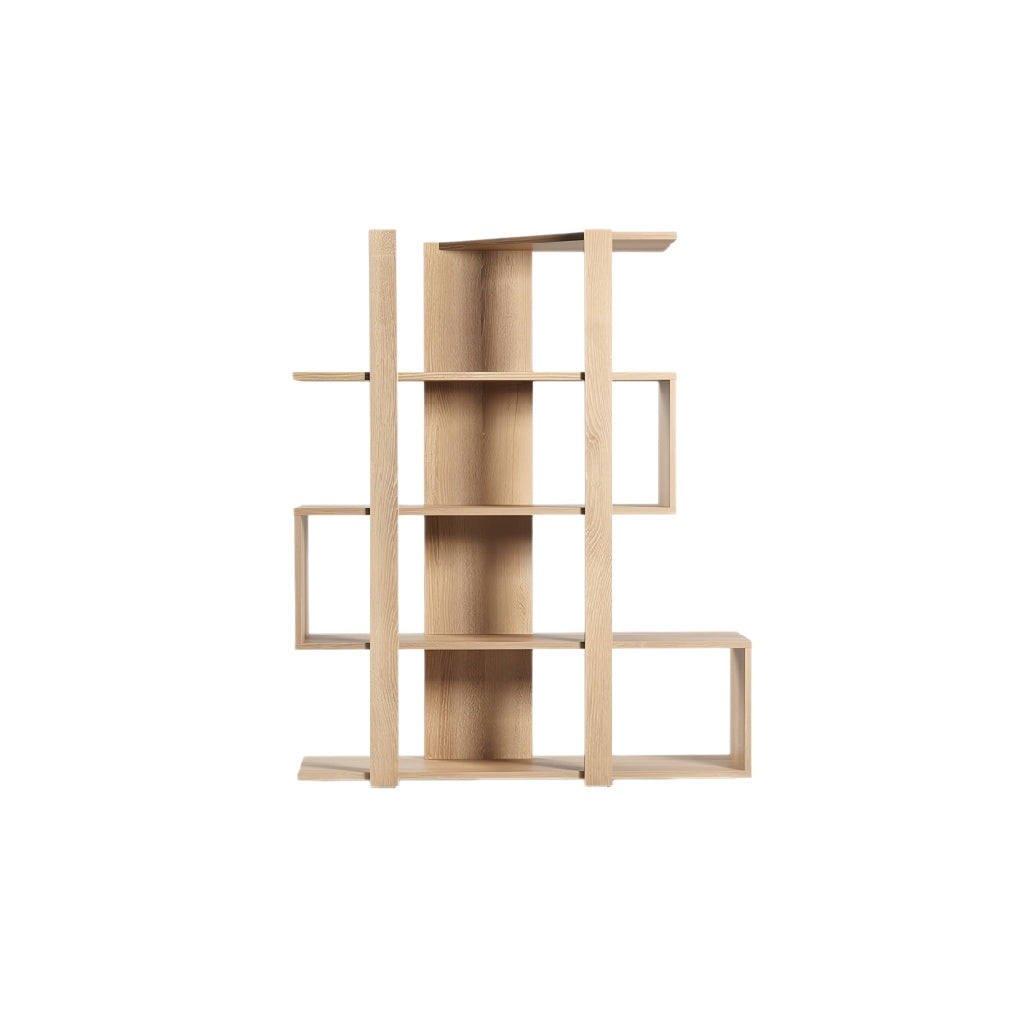 **Technische titel in het Nederlands: Modern houten boekenrek met asymmetrisch ontwerp**
